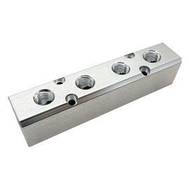 Qolekog 4 Way 6 Port Air Manifold 1/2" NPT Supply Port 1/4" NPT Outport With Mounting Hole Aluminum Silver 1Pc