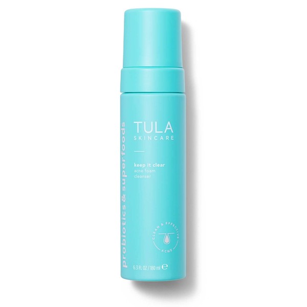 TULA Skin Care Keep It Clear - Acne Foam Cleanser, Contains Salicylic & Azelaic Acid & Probiotics, Clears & Soothes Acne, Brightens Past Blemish Marks, 6.3 fl oz.