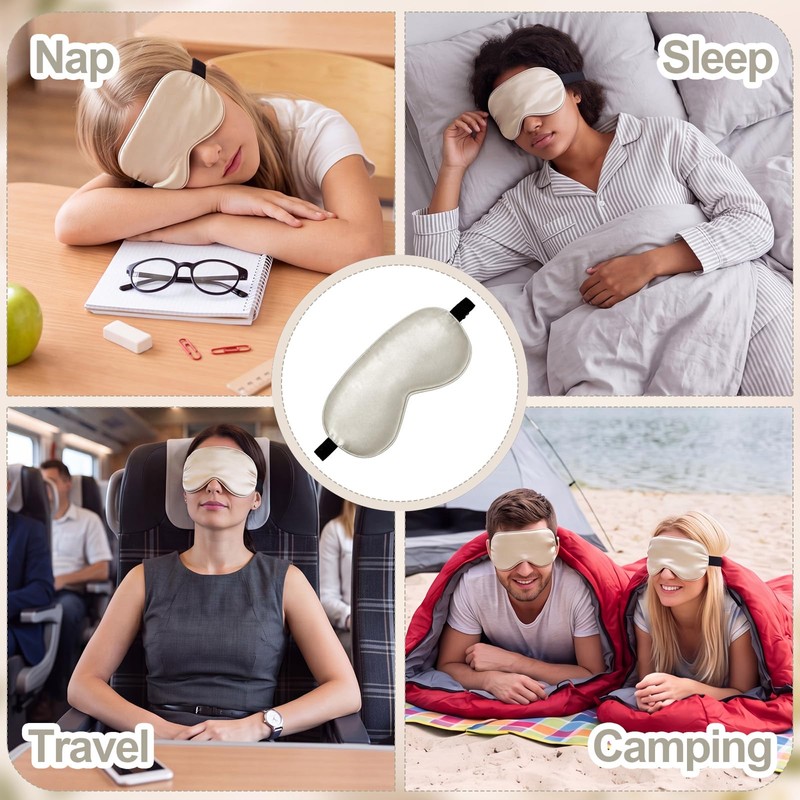 8 Pcs Silk Sleep Mask Soft Plush Eye Cover for
