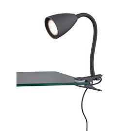 lightling Sandra Clamp Light Flexible Arm Adjustable with Cord Switch IP20 Indoor Excludes 1 x GU10 Max. 10 W Diameter 7 cm Height 20 cm Metal Black Matt