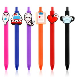 Lotsdonxia 6-Pack Cute Nurse Pens – Nurse Accessories 0.5mm Retractable Rollerball Pens for Medical Professionals, Students & Office Use