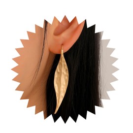 Allereya Vintage Metal Leaf Dangle Earrings Matte Leaf Drop Earrings Gold Leaf Stud Earrings Hammered Leaf Earrings Jewelry for Women and Girls (Gold)