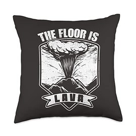 Cute Volcano Lover Gifts Cool Kids The Floor is Lava Play Ground Games Volcanoes Throw Pillow, 18x18, Multicolor