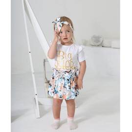 BIRTHDAY SHARK Big Sister Little Sister Matching Outfits Matching Outfits for Girls Matching Sister Outfits (White Short-Big Sister,5T)