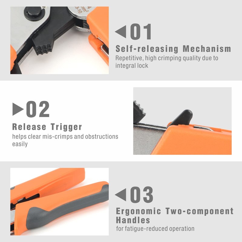 iCrimp Ferrule Crimping Tool Kit, AWG 23-10 Self-adjustable Ratchet Ferrule