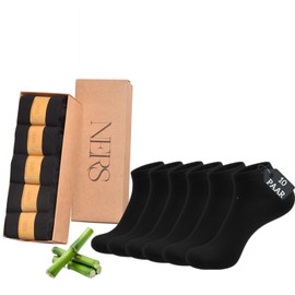 NERS 10 Pairs of Premium Bamboo Trainer Socks, Unisex, Without Seam, Against Sweaty Feet, Breathable, No Rubber, Naturally Friendly, Bamboo Socks, black