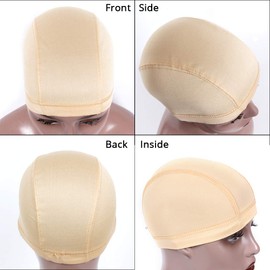 ZQIAN BEAUTY Dome Caps For Wigs 6 Pcs Stretchable Beige Dome Wig Cap Spandex Dome Wig Cap For Women Men Mesh Dome Cap (6 Pcs, Beige, M)