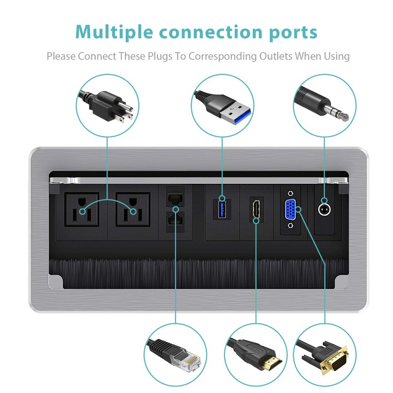 WEBANG Recessed Connectivity Box Outlet for Conference Room Table with