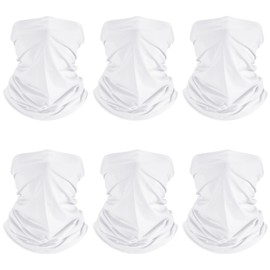Geyoga 6 Pieces Summer UV Protection Cooling Neck Gaiter Face Clothing Neck Gaiter Scarf Sunscreen Breathable Bandana (White)