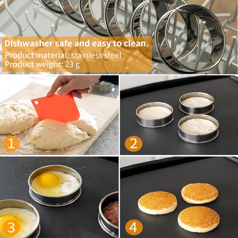 4pcs Pancake Rings Baking Ring Pastry Rings Muffin Cooking Rings