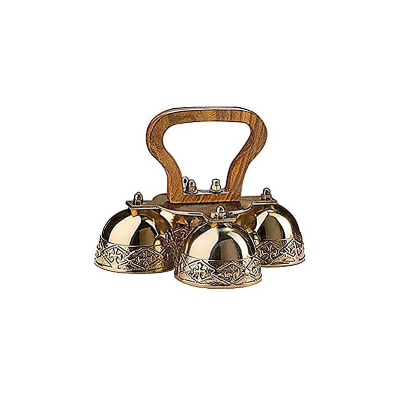 4-bell Embossed Brass Altar Bells