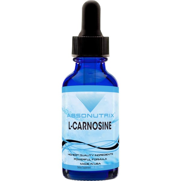 Absonutrix L-Carnosine - 583 mg 4 Oz Bottle, 200 Highly Potent Servings, Easy-to-Consume Drops, High Bioavailability, Third-Party Tested, GMP-Certified, Non-GMO, Cruelty-Free Products, Made in USA