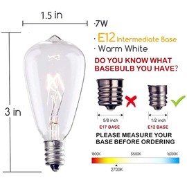 Couah Edison Light Bulbs 10-Pack Replacement ST38 Clear Bulbs - 7 Watts G40/E12 Screw Base for Indoor/Outdoor Patio String Lights, Warm White