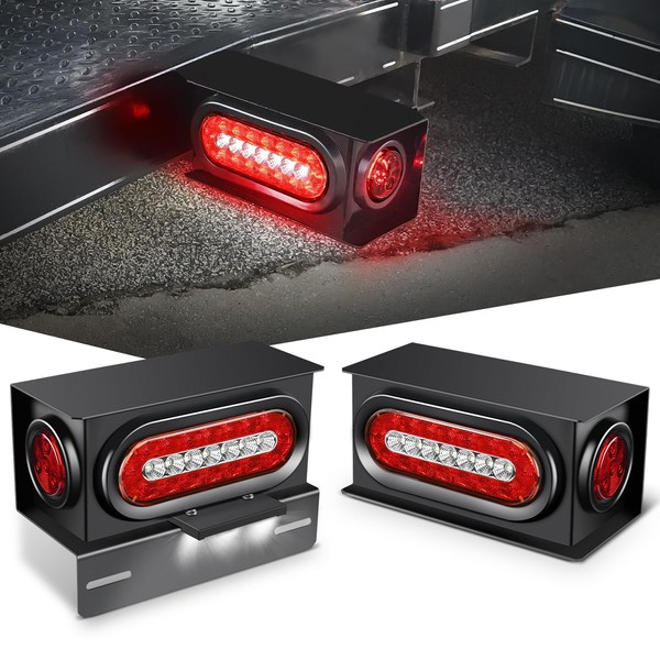 Nilight 2 PCS Steel Trailer Light Boxes Housing Kit 3LED