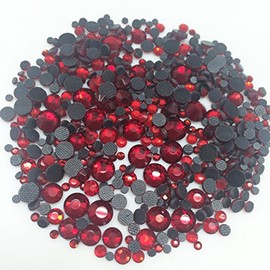 PEPPERLONELY 500PC Mixed Size Hot Fix Round Flat Back Glass Rhinstones 2~6mm, Siam