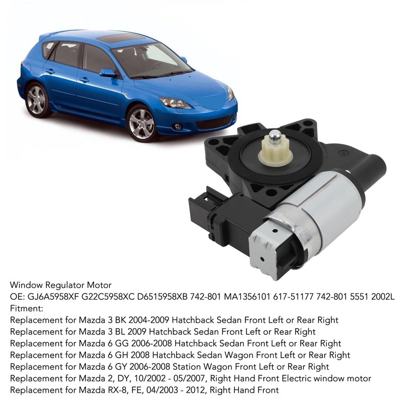 Front Driver Side Power Window Regulator Motor, Power Window Regulator