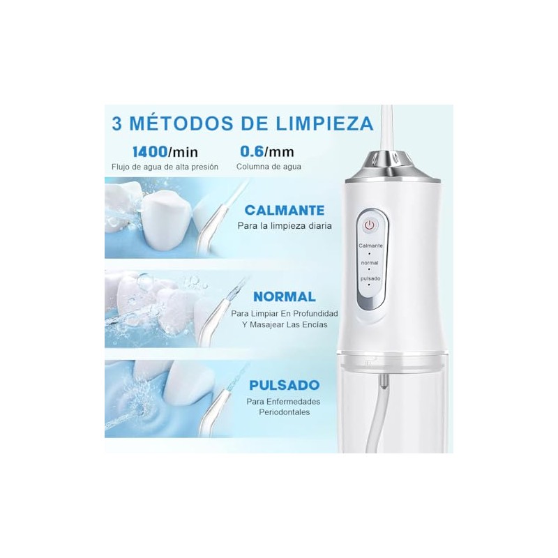 RONSXY Irrigador Bucal, Hilo Dental de Agua Inalámbrico con 8