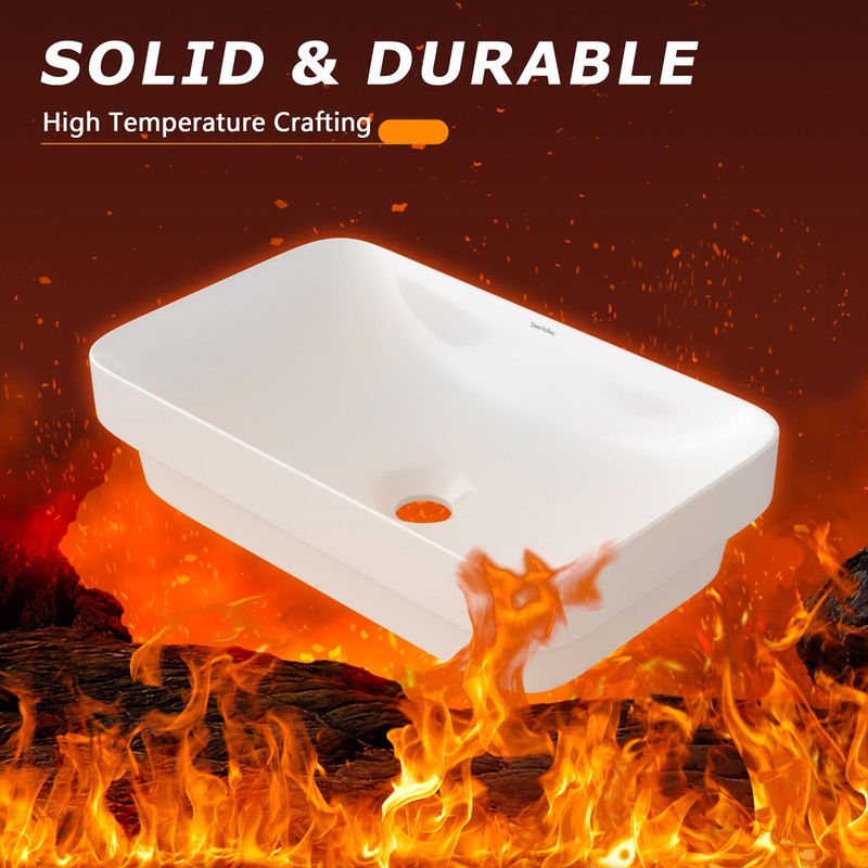 DeerValley Bathroom Vessel Sink, 19.29'' x 11.81'' x 4.72'' Semi