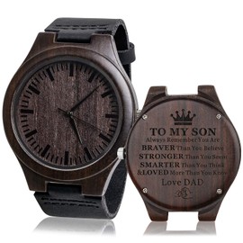KOSTING Engraved Wooden Watches for Son - Engraved to My Son Love Dad - Son Gifts from Dad to Son Watch Son Birthday Gifts