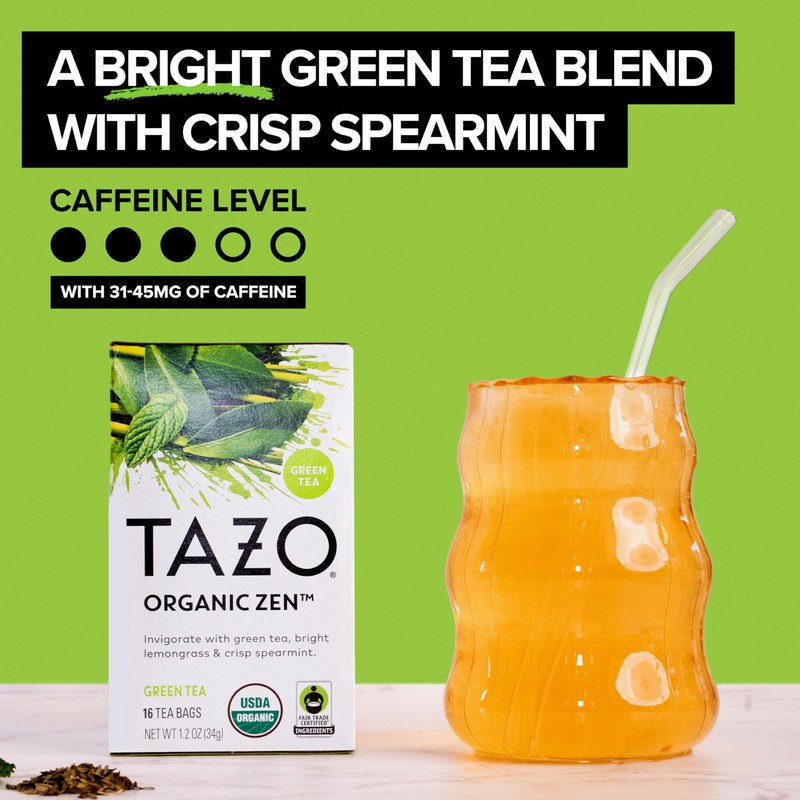 TAZO Tea Bags, Regenerative Organic: Refresh Mint Herbal Tea, &