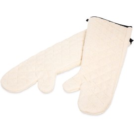 San Jamar Conventional Style Oven Mitt, Heat Resistant Pot Holder Gloves for Cooking and Baking, 24", 1 Pair, Natural