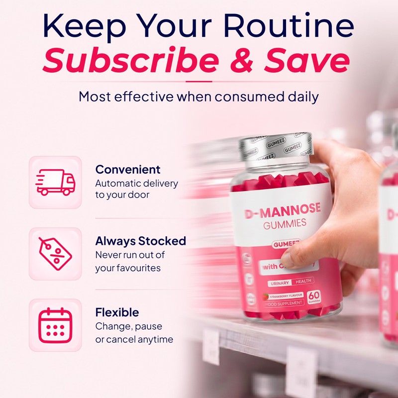 D Mannose Gummies with Cranberry – 700mg D-Mannose + 1000mg