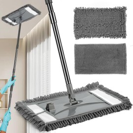 Wall Cleaner Mop with Long Handle, Wall Dust Cleaning Mop for Washing Walls with 2 Microfiber Reusable Pads,Floor Dry Wet Dust Mops for Wall Washer, Floor,Ceiling Cleaner