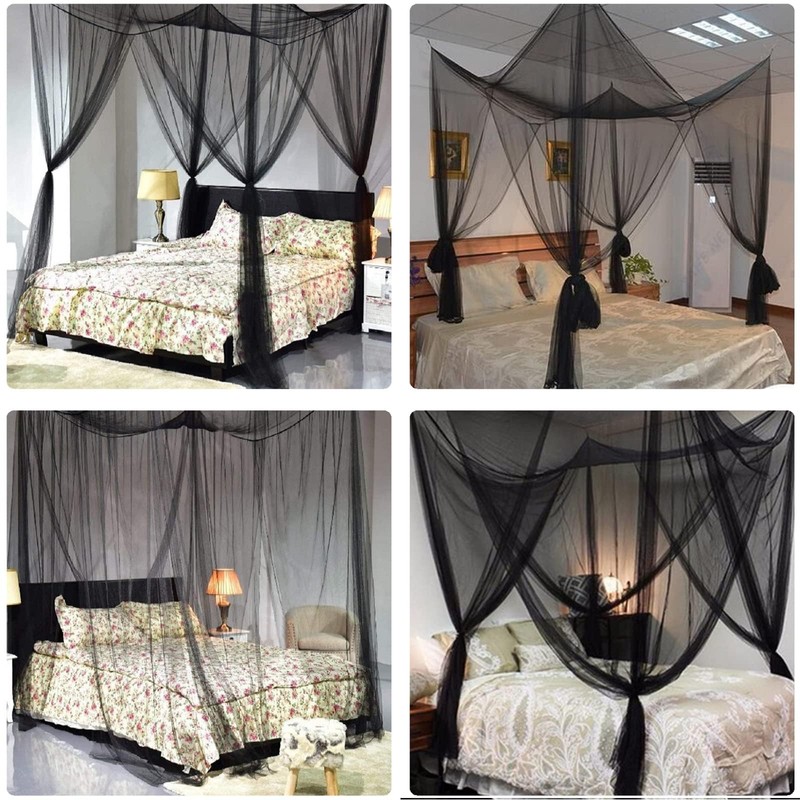 Anmas Box Mosquito Net Bed Canopy for Double Bed, Black