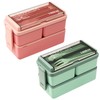 CHZZMS 2 Pack Bento Box Adult Lunch Box,49OZ Leakproof Eco-Friendly