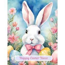 Happy Easter Niece Greeting Card - Hopping By With Hugs and Kisses