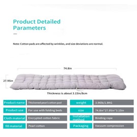 XLRPAT Gray Foldable Soft, Comfortable and Warm Mattress - 8 cm Thick Pearl Cotton - Suitable for Folding Mattress, T-Shaped Mattress, Cotton pad, Camping Bed Mattress, Sleeping Mattress Sleeping Bag