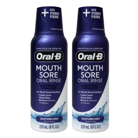 Oral-B Mouth Sore Oral Rinse Soothing Mint Flavor 8oz each, 2-Pack