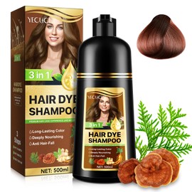 Ocnisdns Dark Brown Hair Dye Shampoo, 3 in 1 for Gray Coverage, Instant Herbal Natural Plant Hair Color Shampoo for Men & Women, Colors in Minutes, Long Lasting-Safe & Easy to Use 500ml