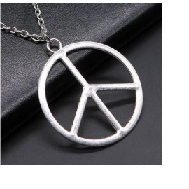 Fashion Jewelry BIG HIPPIE PEACE SIGN SYMBOL Pendant 24" Sterling silver 925 Italy necklace LOVE