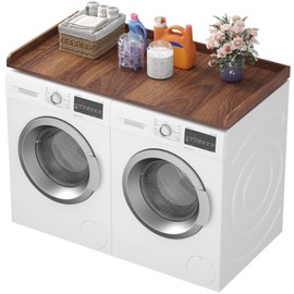 Lifewit Washer Dryer Countertop, Melamine Covers with Edge Rails for The Top, Laundry Room Storage and Organization, 54" Length x 27.5" Width, Spice Type, Walnut