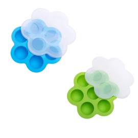 Silicone Egg Bites Molds with Lid for Instant Pot, 2 Packs (For 6qt/8qt (8.2"x8.2"x1.96"), Blue+Green)