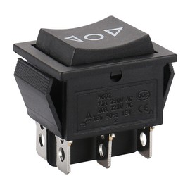Baomain Momentary 6 Pin DPDT Button Rocker Switch (ON)/Off/(ON) AC 250V/10A 125V/15A Black Plastic KCD2-223 (10PCS)