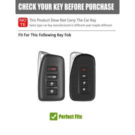 YINEOR Key Fob Cover Leather Car Key Case Keychain Fob Holder Compatible with Lexus ES GS GX RC RS RX NX LX LS LC is UX 2013-2023 (LXSB-Black)