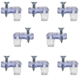 Glass Panel Retainer Clips 8-pk, Made in the USA [Choose Your Offset] - For Curio/China/Kitchen Cabinets, Window Inserts, Mirror Hanging - w/Soft Bumper & Screw [5/16” Offset]