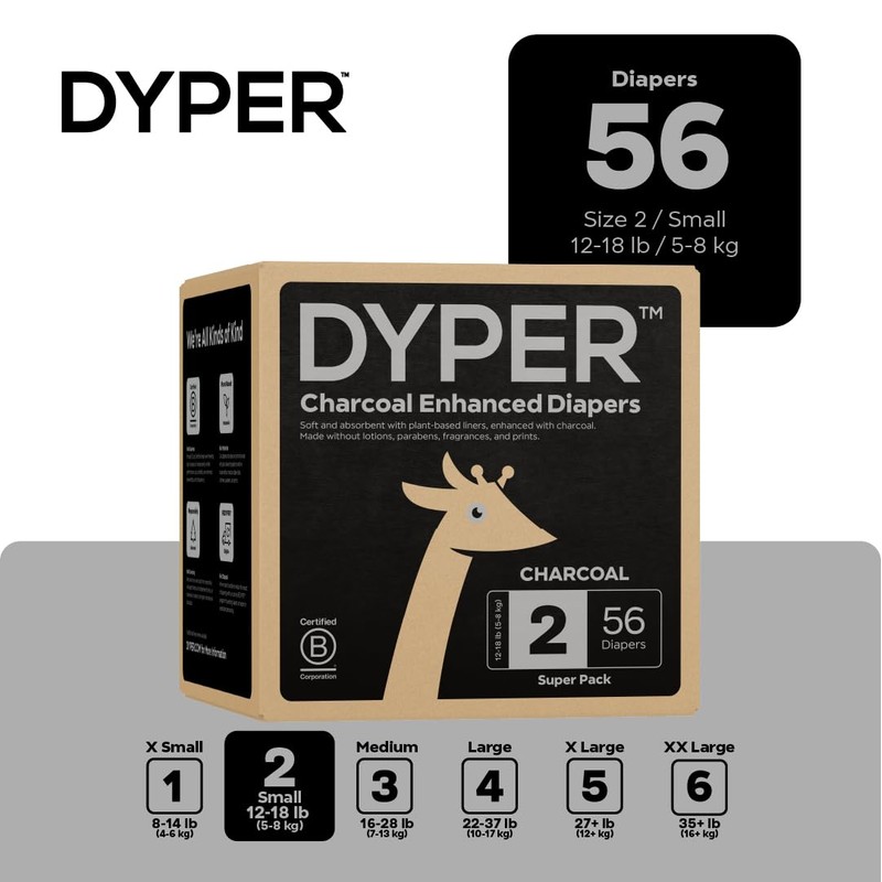 DYPER - Charcoal Enhanced Day & Overnight Disposable Baby Diapers