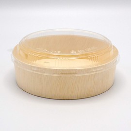 KAYU PACKAGE CIRCLE Wooden Food Container, Wood/Plastic Lids Sold Separately, Microwave/Oven/Freezer Safe, Set of 25 Pcs, Disposable (Medium)