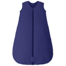 Unnivoll Baby Sleep Sack 6-12 Months TOG 2.5 Winter Baby Wearable Blanket, 100% Cotton Fabric Newborn Infant Sleeping Sack 2-Way Zipper Quilted Sleepsack, Warm Soft Navy Blue