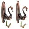 LUORNG 2pcs Hat Hooks Vintage Swan Style Curtain Holdbacks Bronze