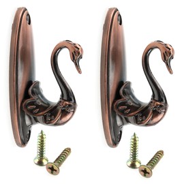 LUORNG 2pcs Hat Hooks Vintage Swan Style Curtain Holdbacks Bronze Tieback Little Swan Hook