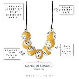 Statement Bead Necklace for Women in Yellow, Modern Chunky Bold Jewellery Gifts for Her Under 30