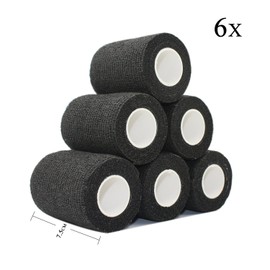 Vet Wrap 3 inch x 6 Pack Black Tape for Skin Bandage Tape Vet Tape Cohesive Bandage Fabric Bandages Self Sticking Bandage Wrap Self Adhering Bandage Wrap Bandage Stretch Self Adhesive Tape