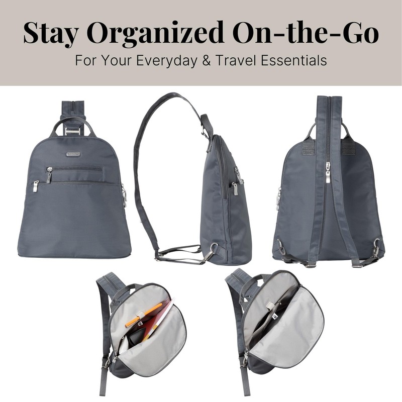 Baggallini Essential Convertible Backpack, Charcoal Gray