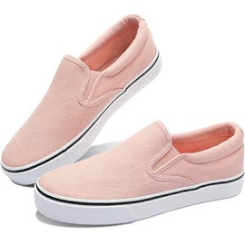Obtaom Womens Slip on Shoes Comfortable Canvas Fashion Sneakers Low Top Canvas Flats(Pink US5)