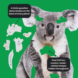 50 Piece Trivia Floor Jigsaw Puzzle - Life Size Koala - Educational Trivia On Each Piece – Fun Gift for Kids Enjoyable for Adults, Ages 3+ XL Puzzle Size Assembled 24" x 32.5" - Made in USA
