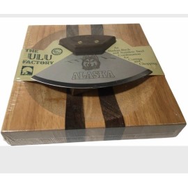 New Alaska Ulu Factory Walnut Wood Handle Knife Etched Wolf Set 7.25” Set